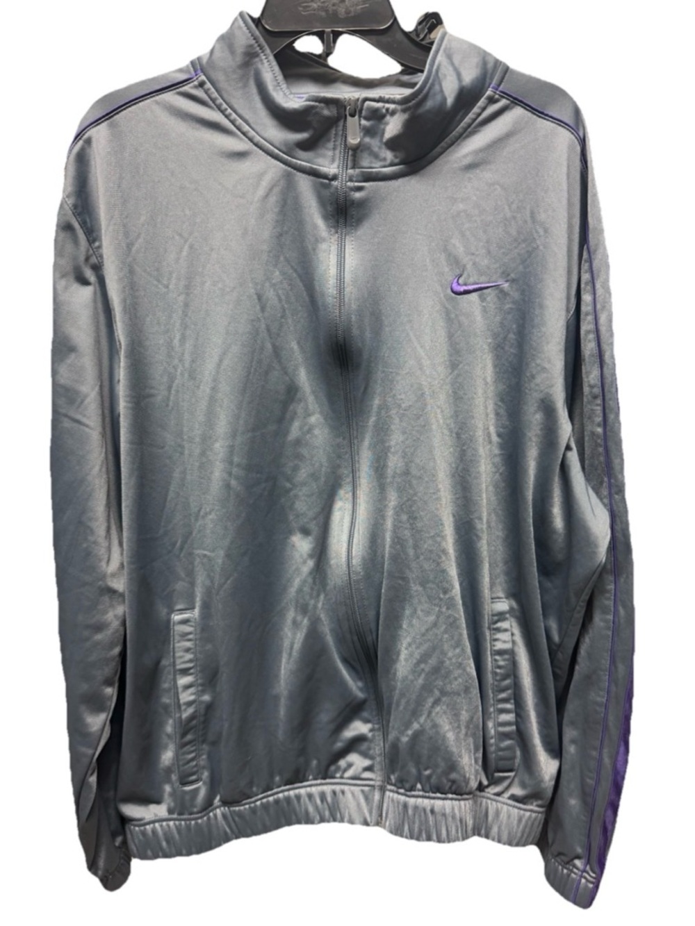 Vintage Nike Gray Purple Track Jacket Men’s XL Full Zip 90s Colorblock Swoosh